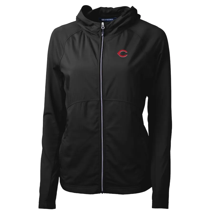 Women's Cincinnati Reds Cutter & Buck Black Adapt Eco Knit Full-Zip Jacket