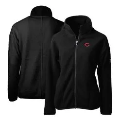 Women's Cincinnati Reds Cutter & Buck Black Cascade Eco Sherpa Fleece Full-Zip Jacket