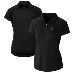 Women's Cincinnati Reds Cutter & Buck Black DryTec Forge Stretch Polo