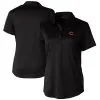 Women's Cincinnati Reds Cutter & Buck Black Prospect Textured Stretch Polo