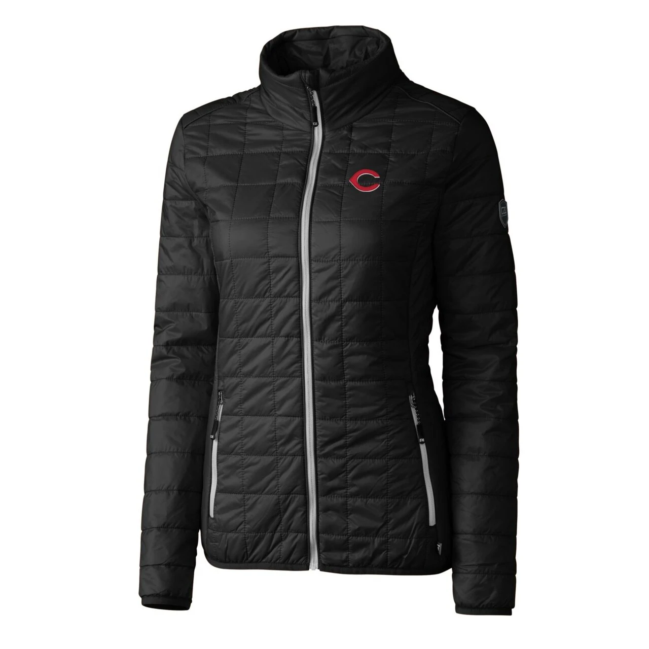 Women's Cincinnati Reds Cutter & Buck Black Rainier PrimaLoft Eco Full-Zip Puffer Jacket - Image 2