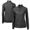 Women's Cincinnati Reds Cutter & Buck Black Traverse Camo Print Stretch Quarter-Zip Pullover Top