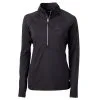 Women's Miami Marlins Cutter & Buck Black Adapt Eco Knit Stretch Half-Zip Pullover Top