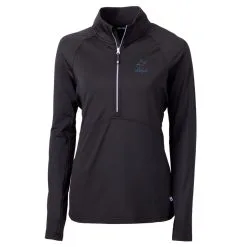 Women's Miami Marlins Cutter & Buck Black Adapt Eco Knit Stretch Half-Zip Pullover Top