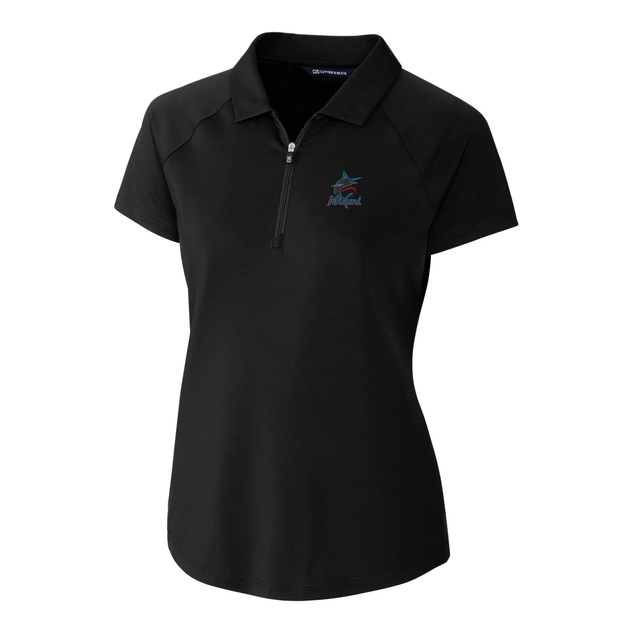 Women's Miami Marlins Cutter & Buck Black DryTec Forge Stretch Polo - Image 2