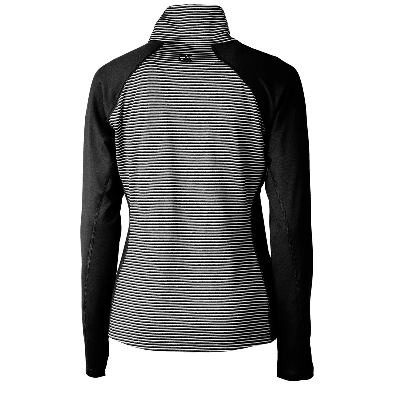 Women's Miami Marlins Cutter & Buck Black DryTec Forge Tonal Stripe Half-Zip Top - Image 3