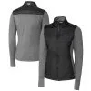 Women's Miami Marlins Cutter & Buck Black DryTec Stealth Hybrid Quilted Full-Zip Windbreaker Jacket