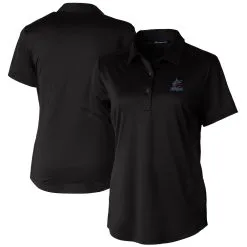 Women's Miami Marlins Cutter & Buck Black Prospect Textured Stretch Polo