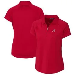 Women's Atlanta Braves Cutter & Buck Cardinal Americana Logo DryTec Forge Stretch Polo