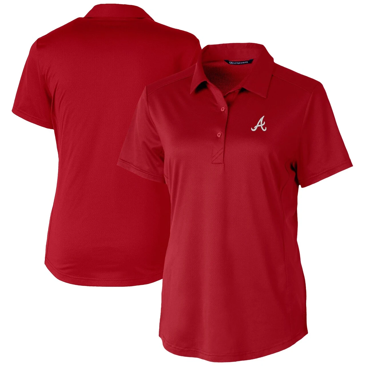 Women's Atlanta Braves Cutter & Buck Cardinal Prospect Textured Stretch Polo