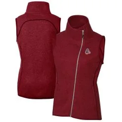 Women's Baltimore Orioles Cutter & Buck Cardinal Americana Logo Mainsail Sweater-Knit Full-Zip Asymmetrical Vest