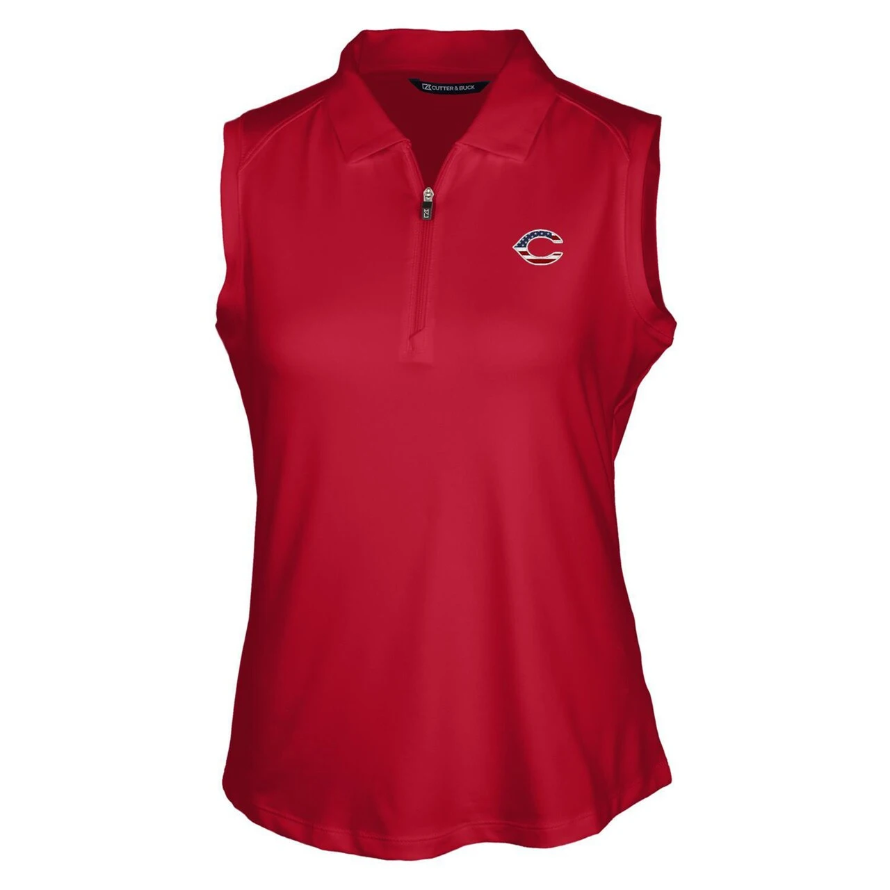 Women's Cincinnati Reds Cutter & Buck Cardinal Americana Logo DryTec Forge Stretch Sleeveless Polo - Image 2