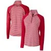 Women's Cincinnati Reds Cutter & Buck Cardinal Americana Logo Forge Tonal Stripe Stretch Half-Zip Pullover Top