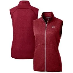Women's Cincinnati Reds Cutter & Buck Cardinal Americana Logo Mainsail Sweater-Knit Full-Zip Vest