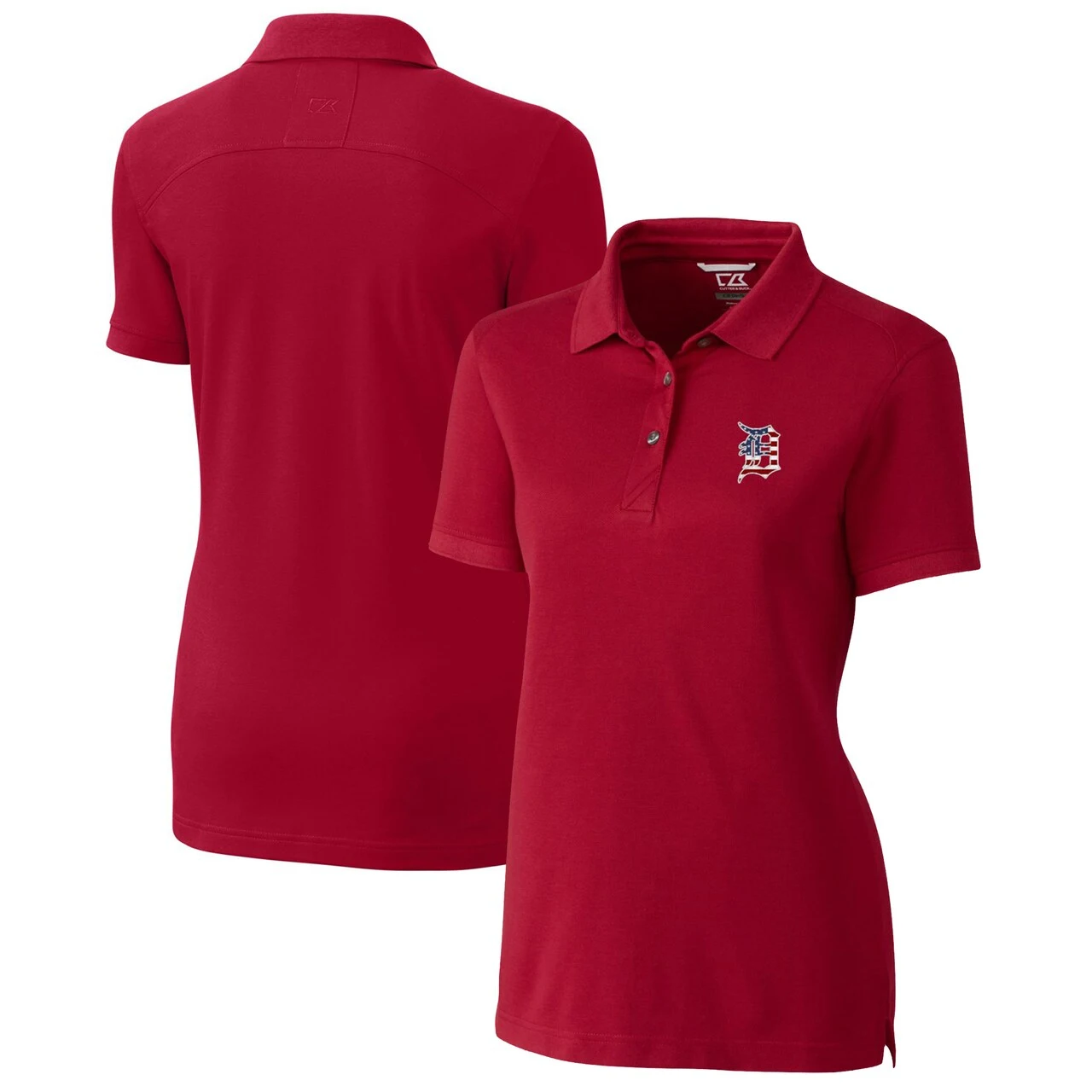 Women's Detroit Tigers Cutter & Buck Cardinal Americana Logo Advantage DryTec Tri-Blend Pique Polo