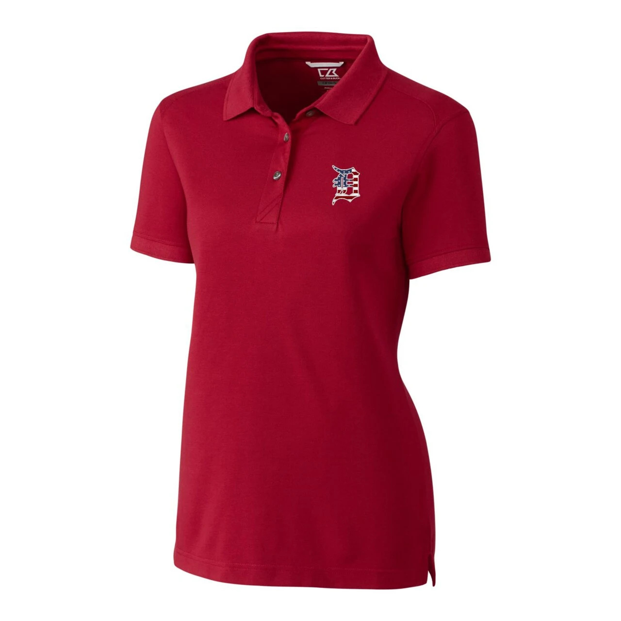 Women's Detroit Tigers Cutter & Buck Cardinal Americana Logo Advantage DryTec Tri-Blend Pique Polo - Image 2