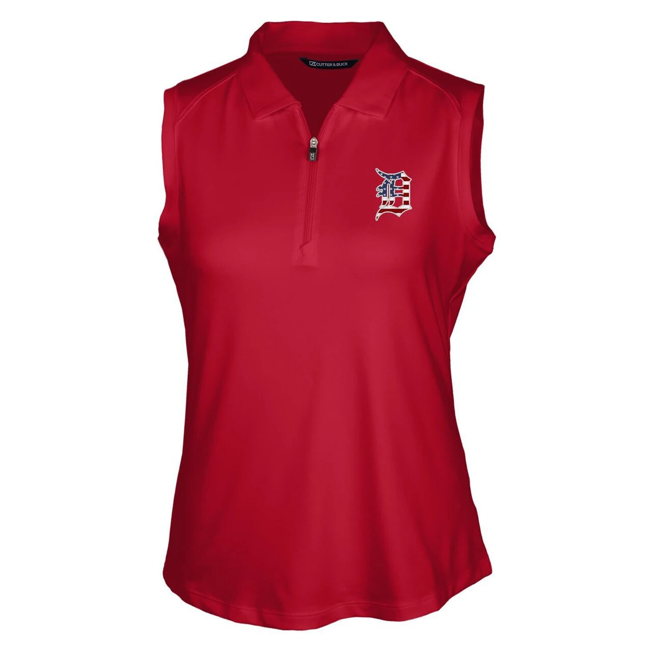Women's Detroit Tigers Cutter & Buck Cardinal Americana Logo DryTec Forge Stretch Sleeveless Polo - Image 2