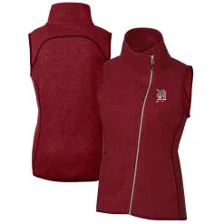 Women's Detroit Tigers Cutter & Buck Cardinal Americana Logo Mainsail Sweater-Knit Full-Zip Asymmetrical Vest