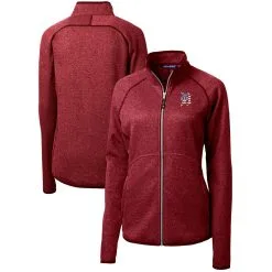 Women's Detroit Tigers Cutter & Buck Cardinal Americana Logo Mainsail Sweater-Knit Full-Zip Jacket