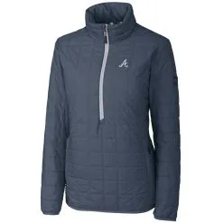 Women's Atlanta Braves Cutter & Buck Charcoal Rainier Half-Zip Popover Jacket