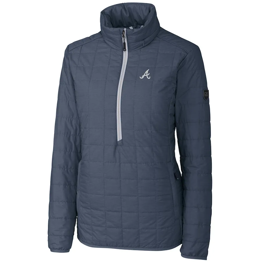 Women's Atlanta Braves Cutter & Buck Charcoal Rainier Half-Zip Popover Jacket