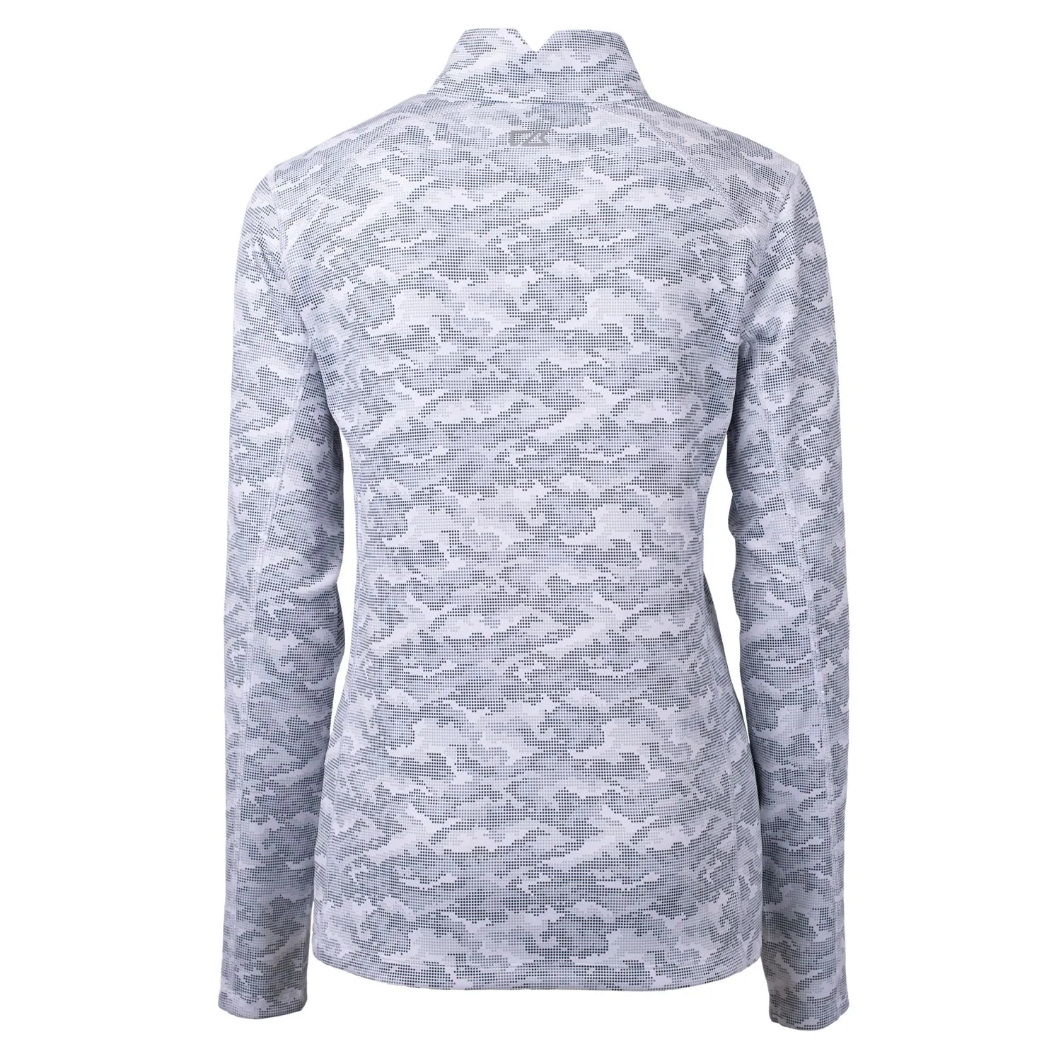 Women's Atlanta Braves Cutter & Buck Charcoal Traverse Camo Print Stretch Quarter-Zip Pullover Top - Image 3