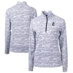 Women's Miami Marlins Cutter & Buck Charcoal Traverse Camo Print Stretch Quarter-Zip Pullover Top