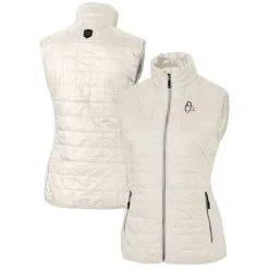 Women's Baltimore Orioles Cutter & Buck Cream Americana Logo Rainier PrimaLoft Womens Eco Insulated Full-Zip Puffer Vest