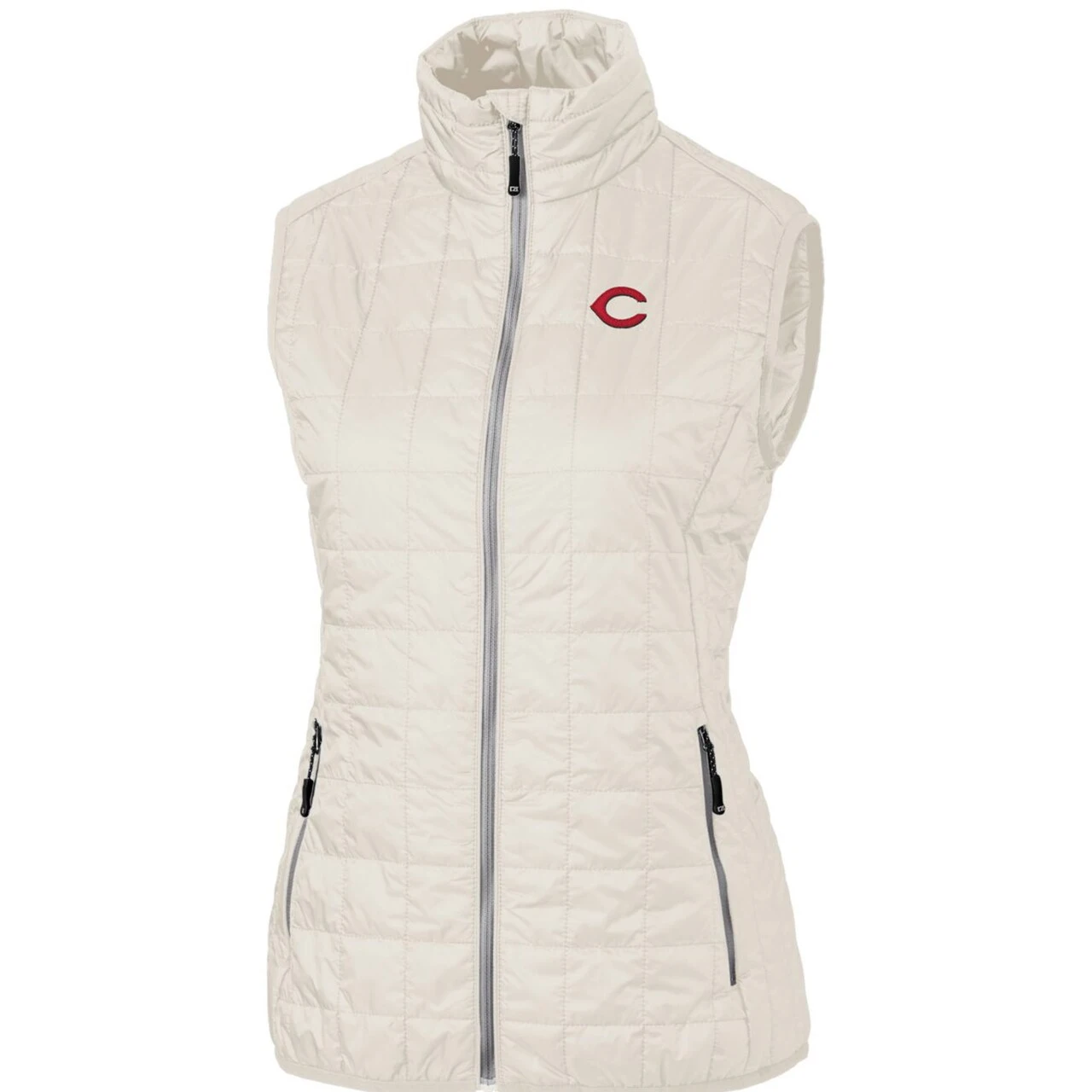 Women's Cincinnati Reds Cutter & Buck Cream Rainier PrimaLoft Eco Full-Zip Puffer Vest - Image 2
