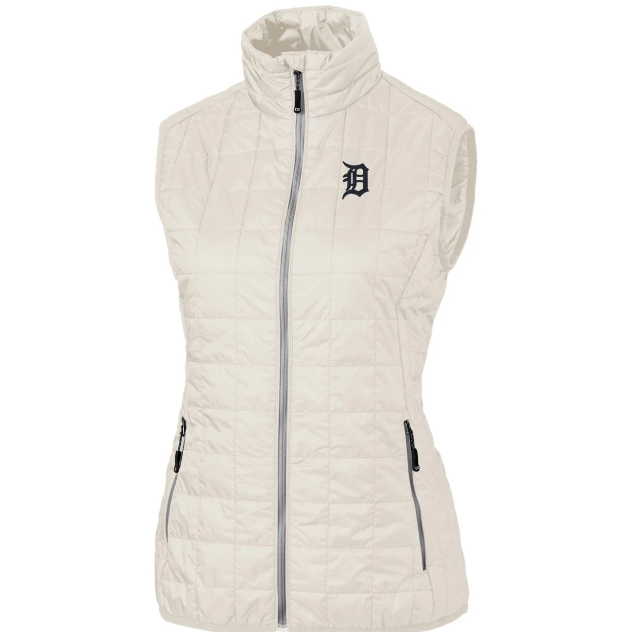 Women's Detroit Tigers Cutter & Buck Cream Rainier PrimaLoft Eco Full-Zip Puffer Vest - Image 2