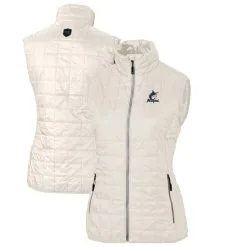 Women's Miami Marlins Cutter & Buck Cream Rainier PrimaLoft Eco Full-Zip Puffer Vest