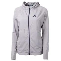 Women's Atlanta Braves Cutter & Buck Gray Adapt Eco Knit Full-Zip Jacket