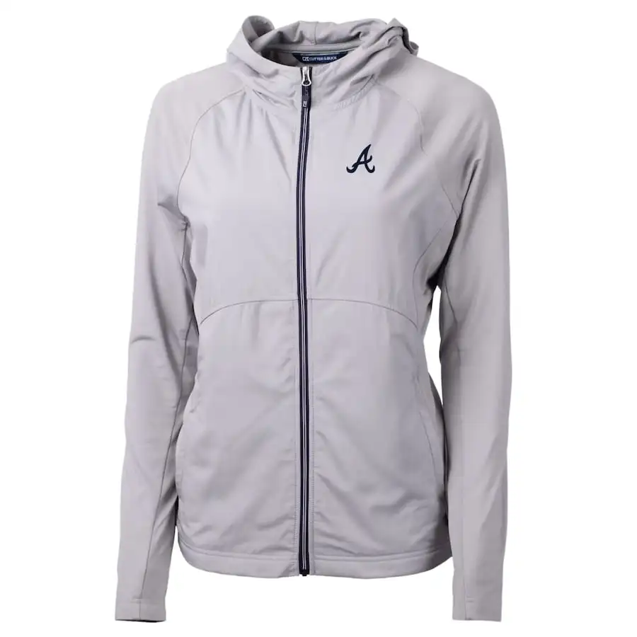Women's Atlanta Braves Cutter & Buck Gray Adapt Eco Knit Full-Zip Jacket