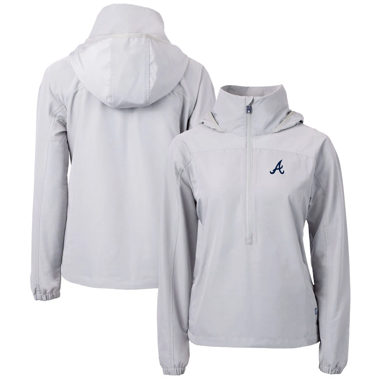 Women's Atlanta Braves Cutter & Buck Gray Charter Eco Recycled Half-Zip Anorak Jacket