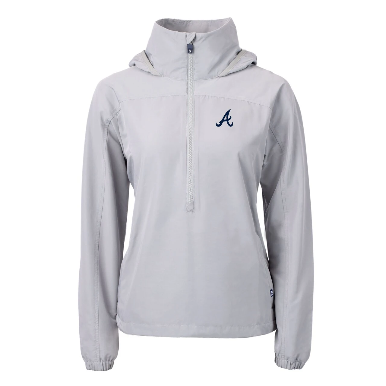 Women's Atlanta Braves Cutter & Buck Gray Charter Eco Recycled Half-Zip Anorak Jacket - Image 2