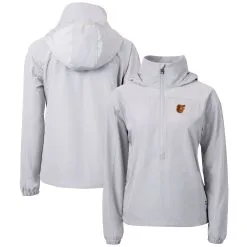 Women's Baltimore Orioles Cutter & Buck Gray Charter Eco Recycled Half-Zip Anorak Jacket