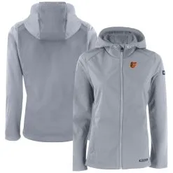 Women's Baltimore Orioles Cutter & Buck Gray Evoke Eco Softshell Recycled Full-Zip Jacket