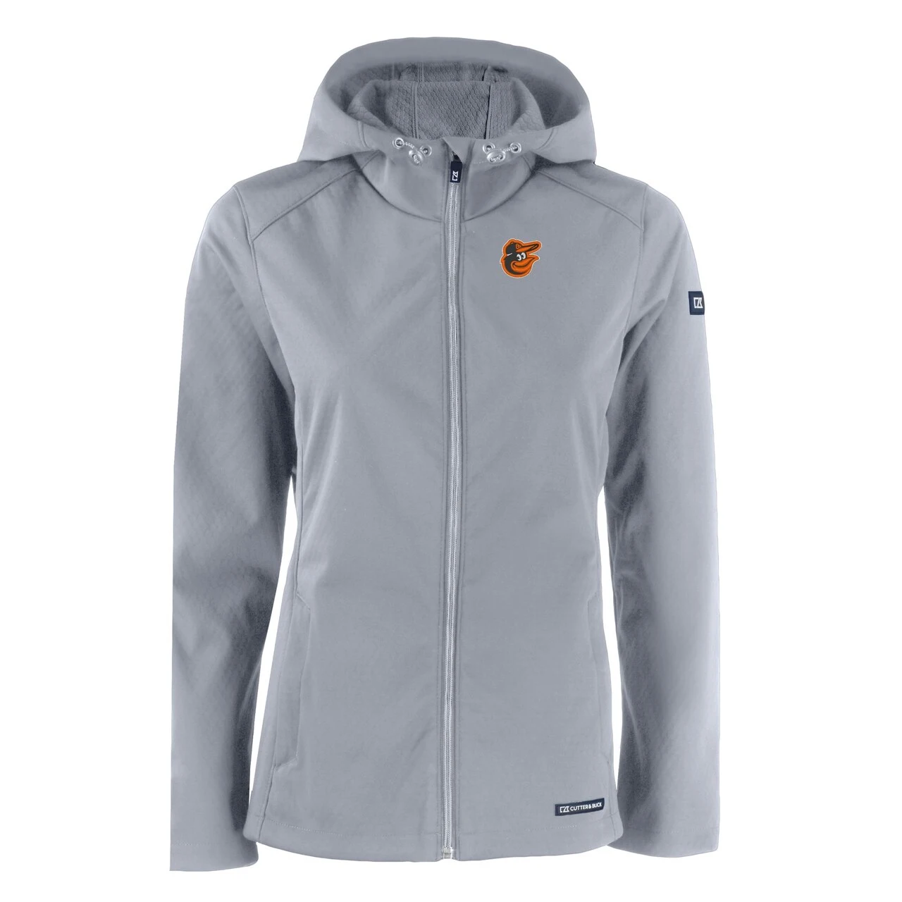 Women's Baltimore Orioles Cutter & Buck Gray Evoke Eco Softshell Recycled Full-Zip Jacket - Image 2