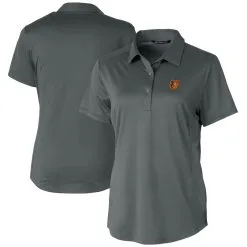 Women's Baltimore Orioles Cutter & Buck Gray Prospect Textured Stretch Polo