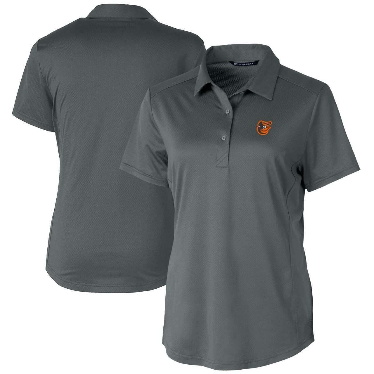 Women's Baltimore Orioles Cutter & Buck Gray Prospect Textured Stretch Polo