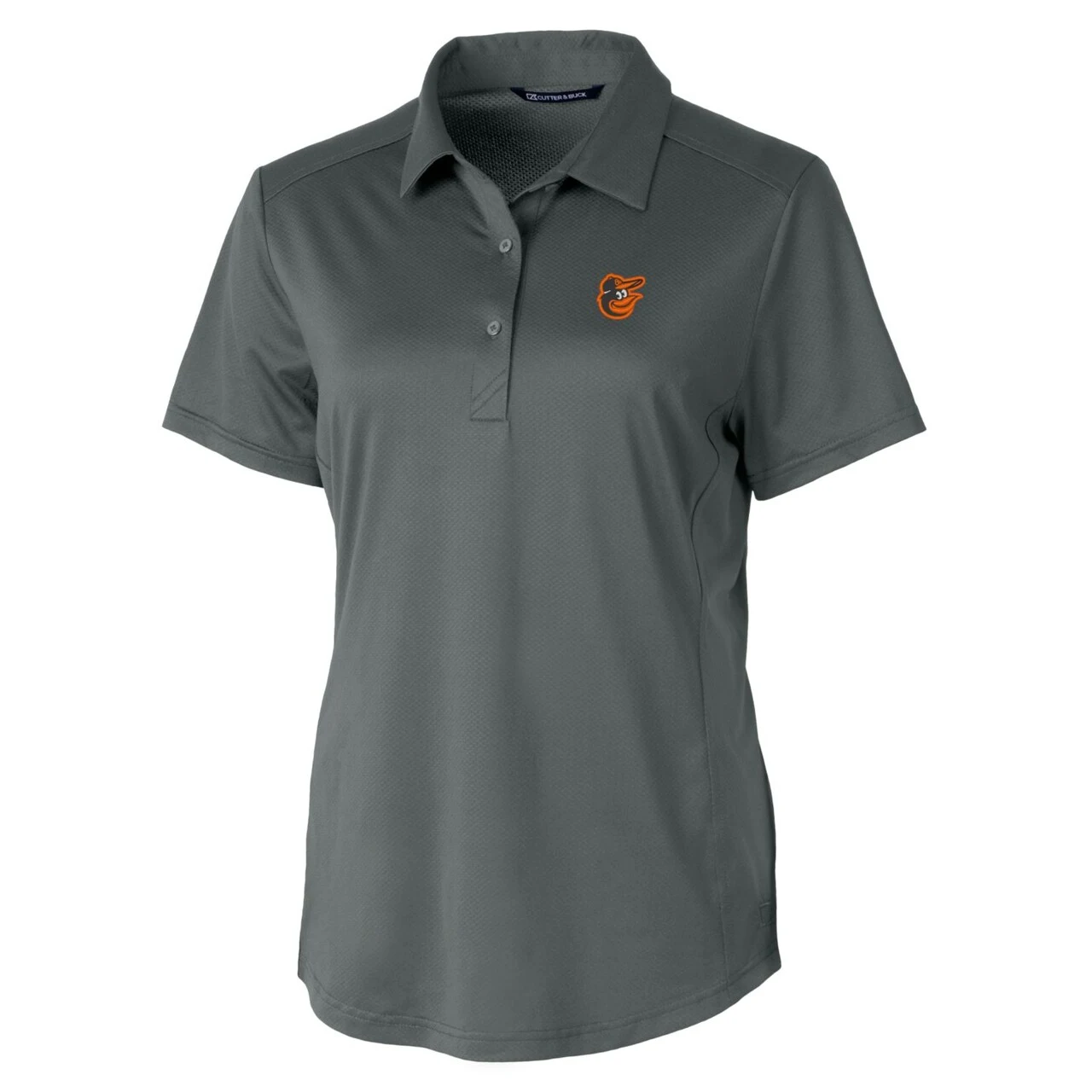 Women's Baltimore Orioles Cutter & Buck Gray Prospect Textured Stretch Polo - Image 2