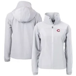 Women's Cincinnati Reds Cutter & Buck Gray Charter Eco Recycled Full-Zip Jacket
