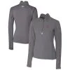 Women's Cincinnati Reds Cutter & Buck Gray DryTec Traverse Stretch Quarter-Zip Pullover Top