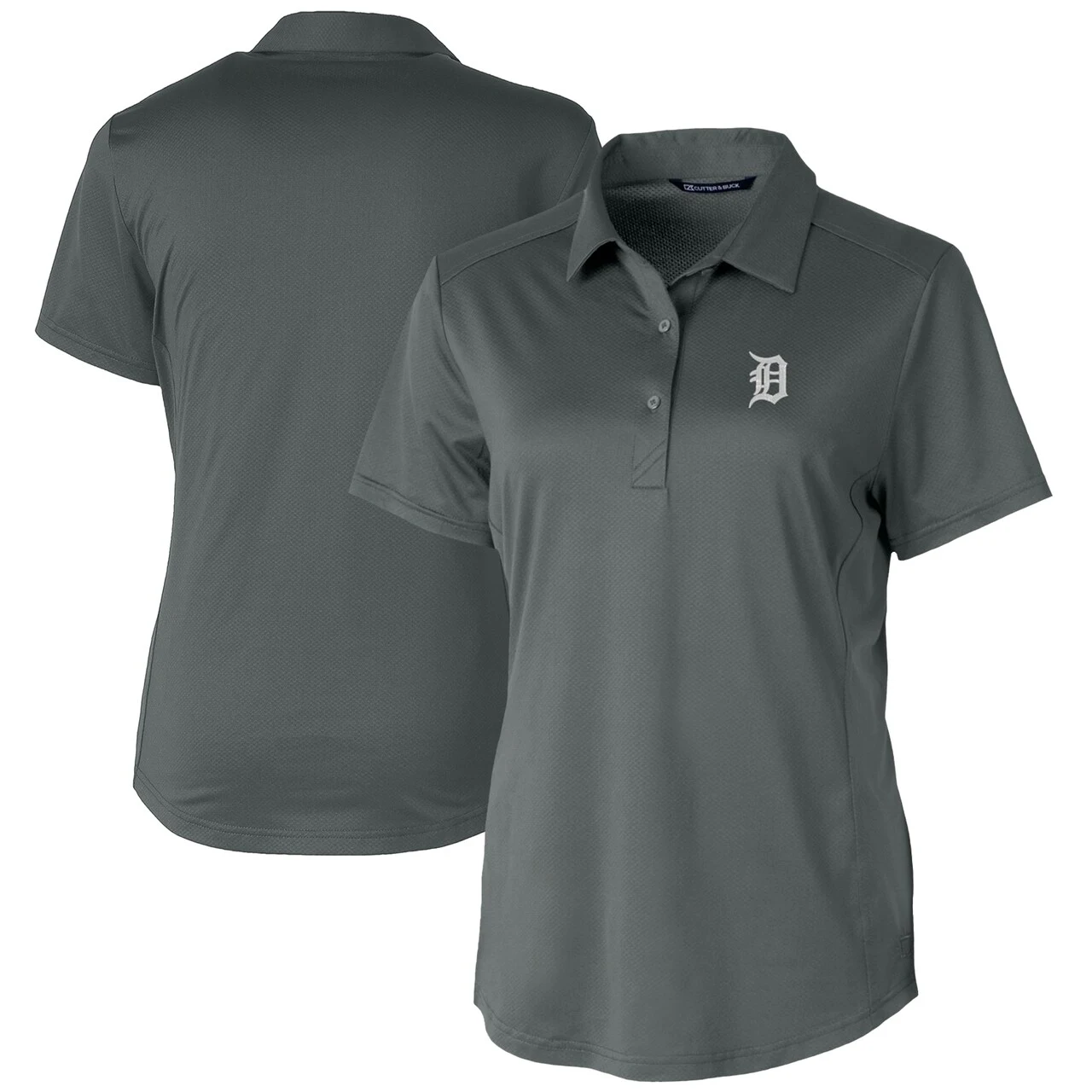 Women's Detroit Tigers Cutter & Buck Gray Prospect Textured Stretch Polo