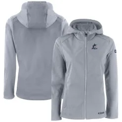 Women's Miami Marlins Cutter & Buck Gray Evoke Eco Softshell Recycled Full-Zip Jacket