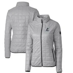 Women's Miami Marlins Cutter & Buck Gray Rainier PrimaLoft Eco Full-Zip Puffer Jacket