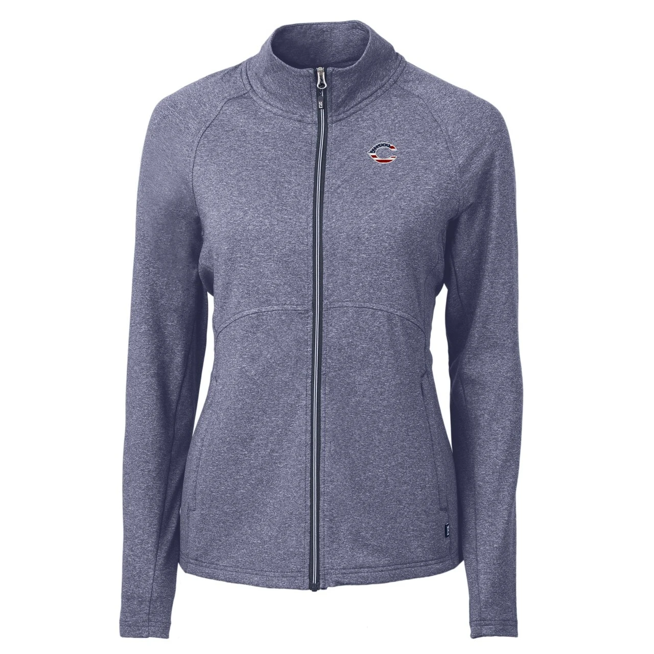 Women's Cincinnati Reds Cutter & Buck Heather Navy Adapt Eco Knit Heather Recycled Full-Zip Top - Image 2