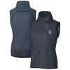 Women's Detroit Tigers Cutter & Buck Heather Navy Americana Logo Mainsail Sweater-Knit Full-Zip Asymmetrical Vest