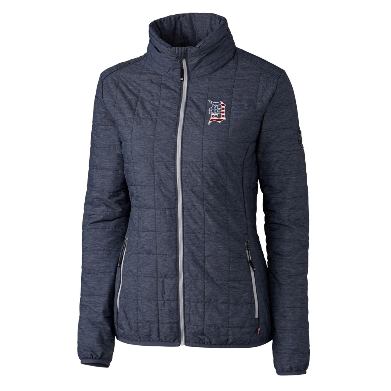 Women's Detroit Tigers Cutter & Buck Heather Navy Americana Logo Rainier PrimaLoft Eco Insulated Full-Zip Puffer Jacket - Image 2