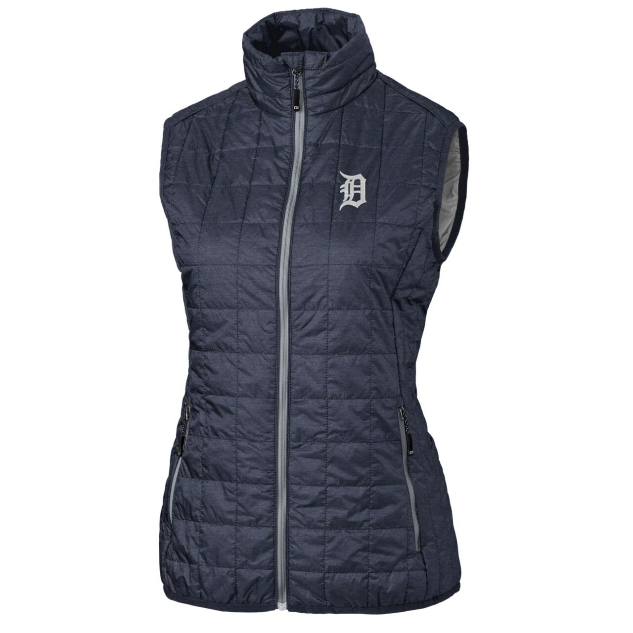 Women's Detroit Tigers Cutter & Buck Heather Navy Rainier PrimaLoft Eco Full-Zip Puffer Vest - Image 2
